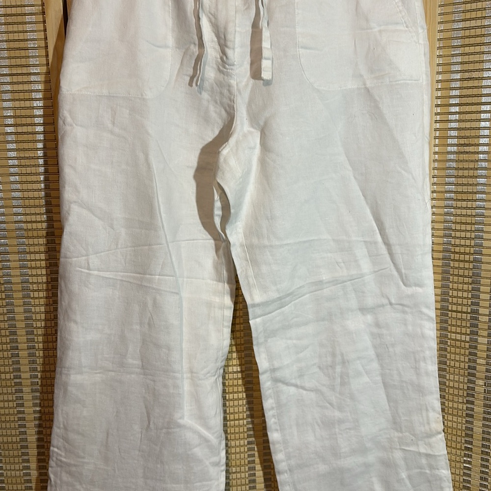Charter Club Pant Shop Linen Cotton Drawstring Waistband Winter White Pants 8 - Picture 3 of 14